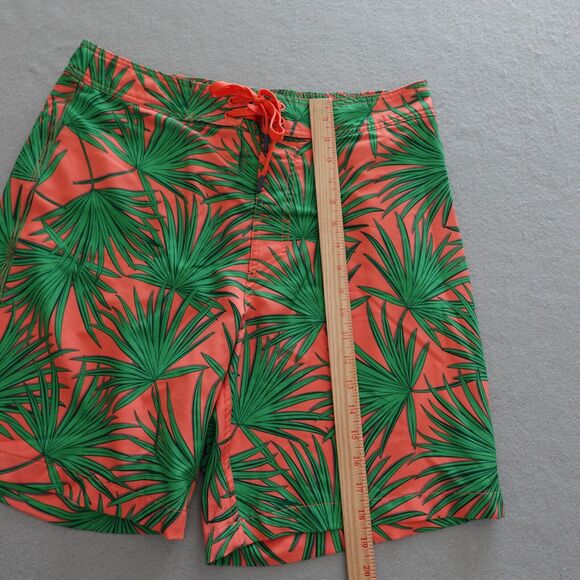 Southern Tide Swim Trunks Men M Tropical Palm Print Coral Green 6" Mesh Lined - Picture 2 of 9